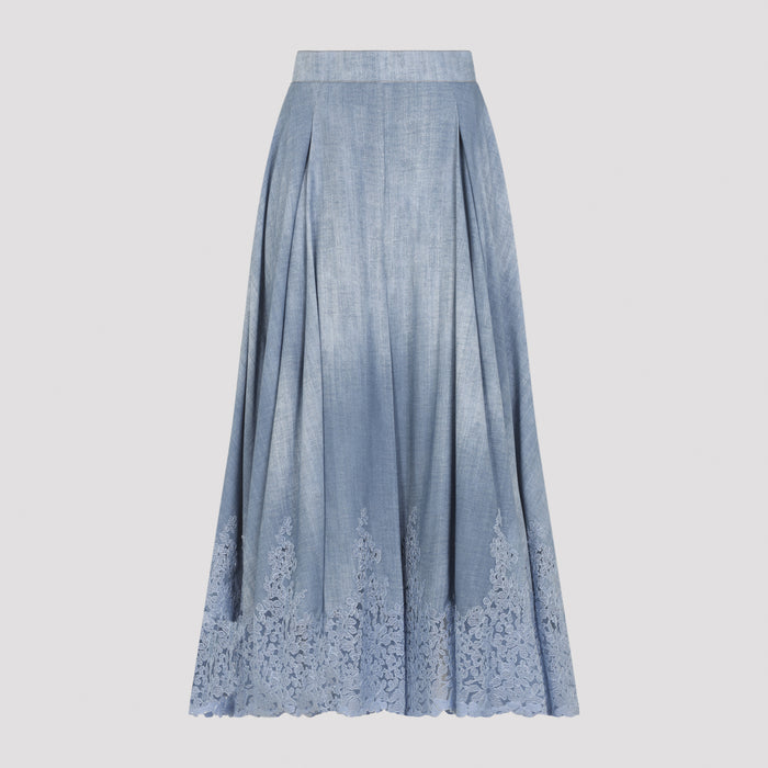 Viscose Midi Skirt Blue