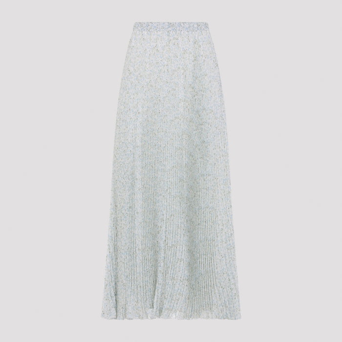 Plisse Printed Midi Skirt Multicolour Silk