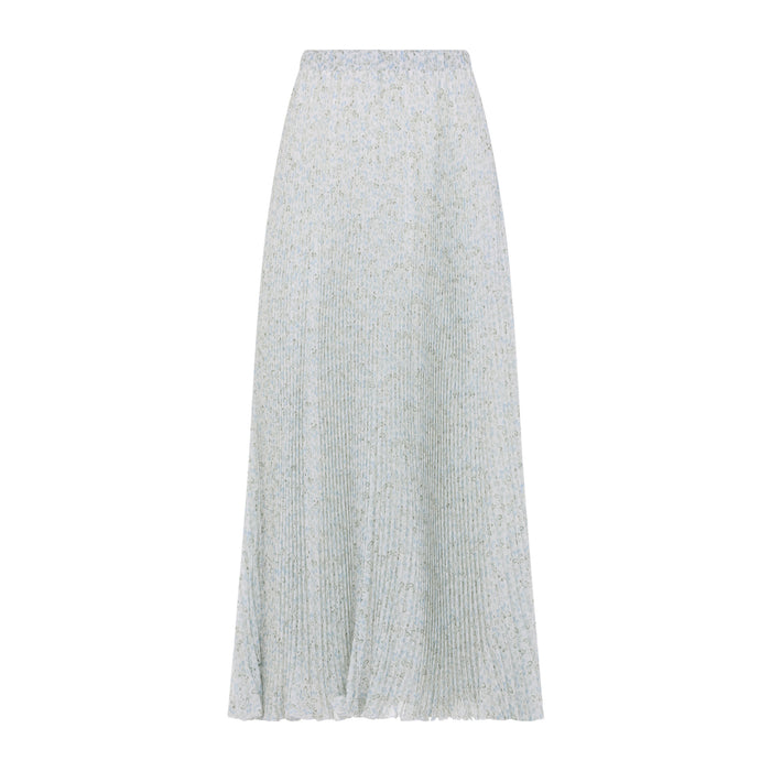 Plisse Printed Midi Skirt Multicolour Silk