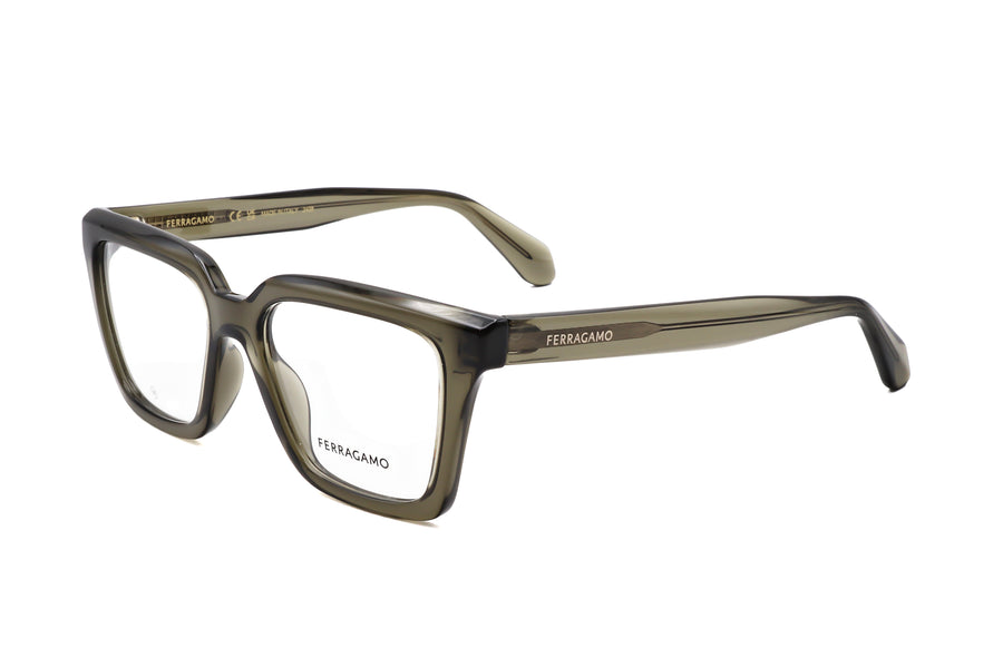 Preloved - Ferragamo Unisex 52mm Transparent Khaki Eyeglasses Sf2985-320-52 One Color
