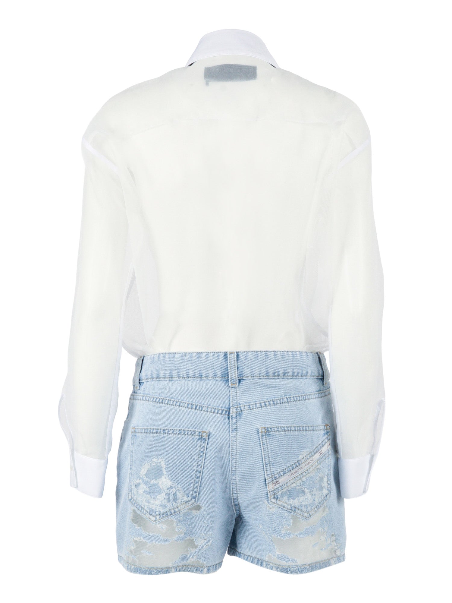PLAYSUIT WITH DENIM TOP AND SHORTS White Polyester Midi Dress