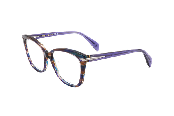 Preloved - Rag & Bone Womens 54 Mm Horn Brown Blue Eyeglasses Rnb3077-Iwf-54 One Color