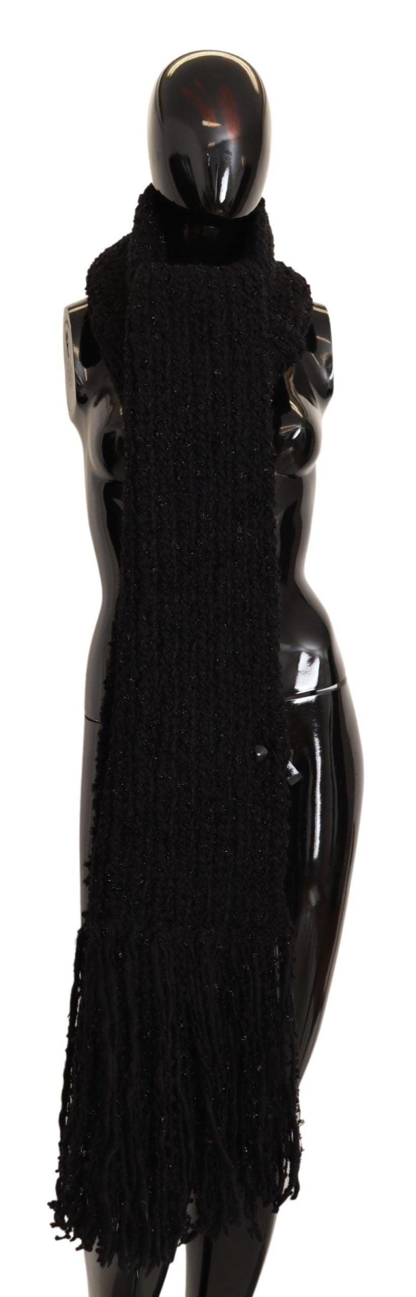 Dolce & Gabbana 45% Virgin Wool shawl in black — view 4