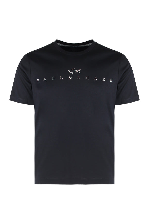 Cotton Jersey T-Shirt With Logo Blue T-shirts