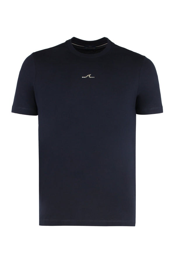 Cotton Crew Neck T-Shirt With Print Blue T-shirts