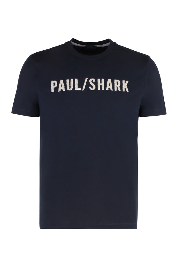 Logo Detail Cotton Jersey T-Shirt Blue T-shirts
