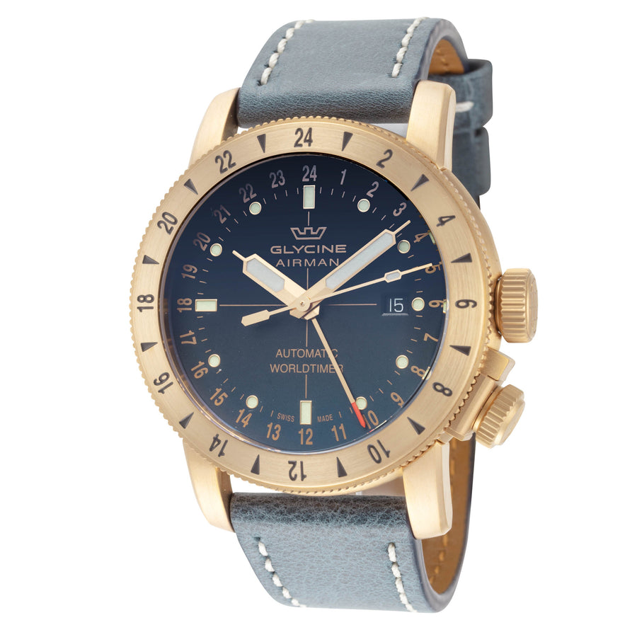 Preloved - Glycine Mens Airman Contemporary Bronze Gmt 44mm Automatic Watch Gl0167 One Color Watches