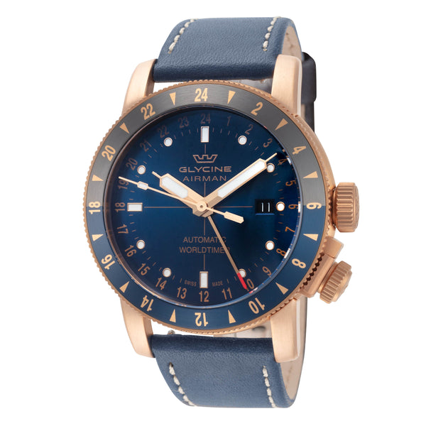Preloved - Glycine Mens Airman Contemporary Bronze Gmt 44mm Automatic Watch Gl0548 One Color Watches