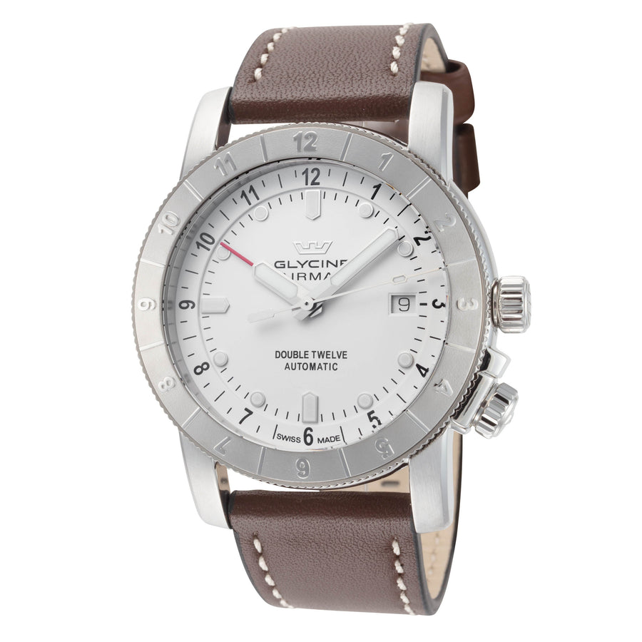 Preloved - Glycine Mens Ariman Double Twelve 42mm Automatic Watch Gl0554 One Color Watches