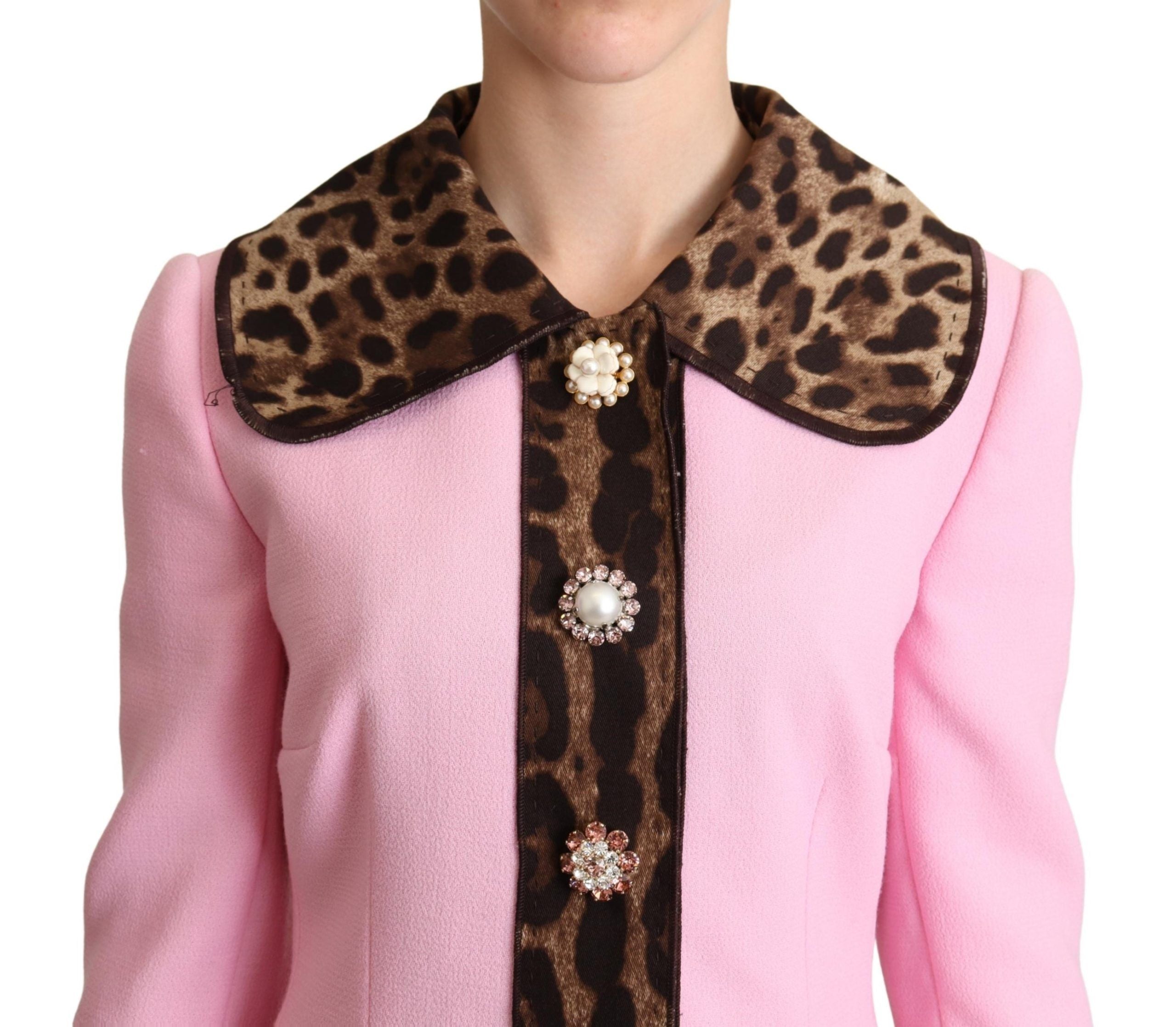 Dolce & Gabbana 85% Wool 13% Cotton 2% Elastane; Lining: 92% Silk 8% Elastane coat in pink — view 4