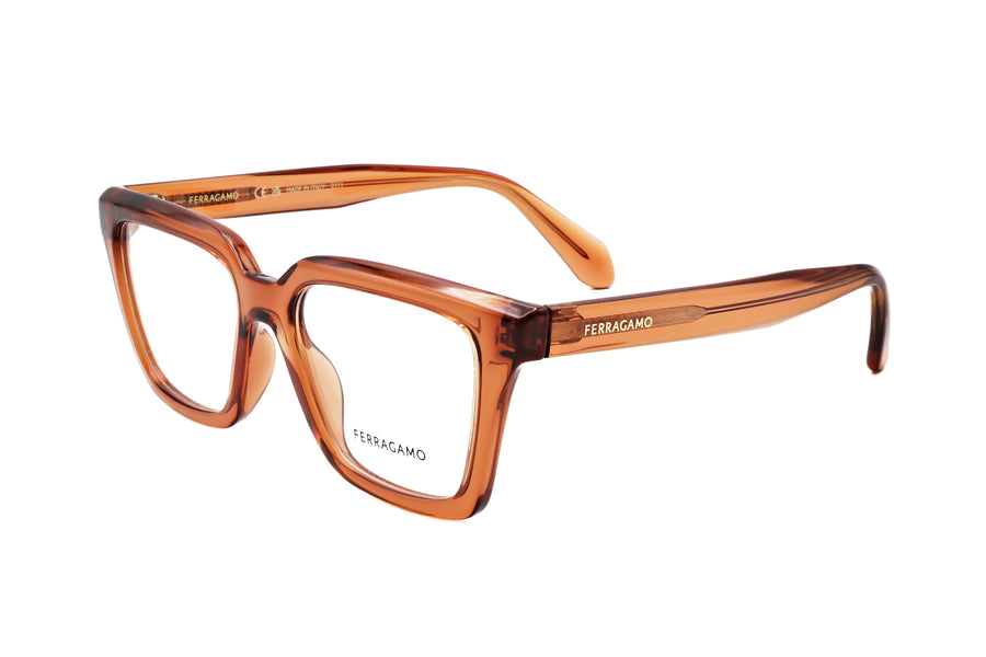 Preloved - Ferragamo Womens 52mm Transparent Caramel Eyeglasses Sf2985-261-52 One Color