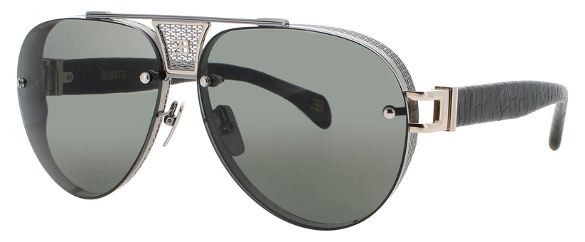 Preloved - Bugatti Mens 62 Mm Gunmetal White Gold Sunglasses 05-Gm One Color