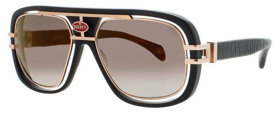 Preloved - Bugatti Mens 56 Mm Matte Black Rose Gold Sunglasses 07-Mbk-Rg One Color