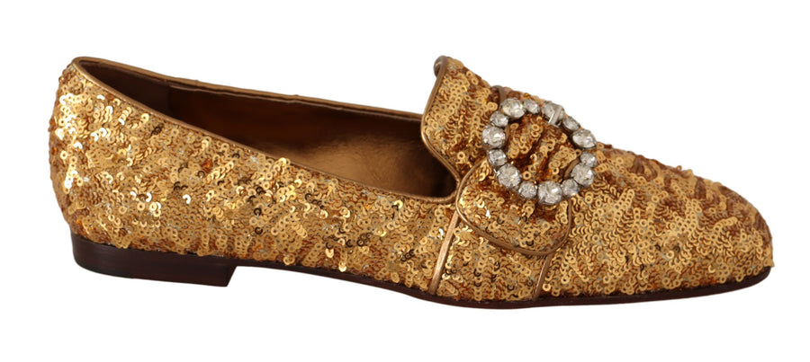 Dolce & Gabbana Mordore and paillette loafer in gold