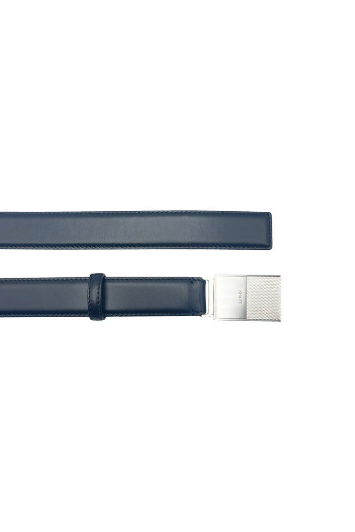 Elio Belt With Silver Buckle 30mm Black Calfskin Cintura