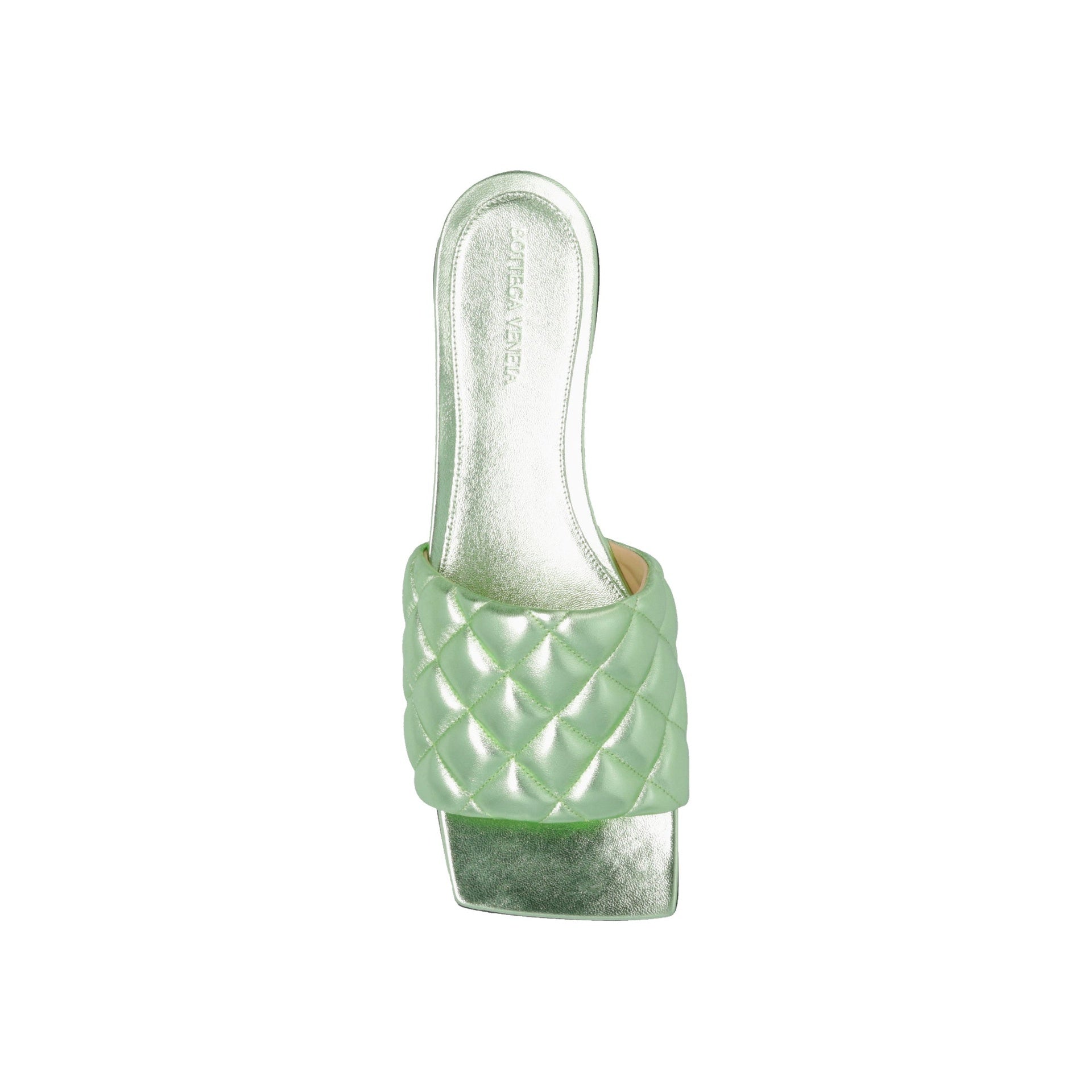 Padded Sandals Green Calf Leather