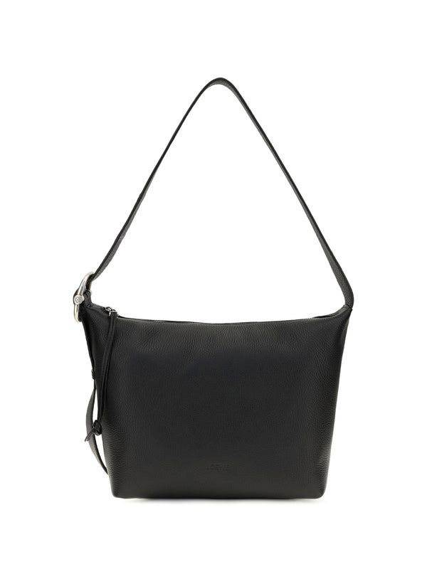 Hobo Bag Loop Grained Calfskin Black Calf Leather Shoulder