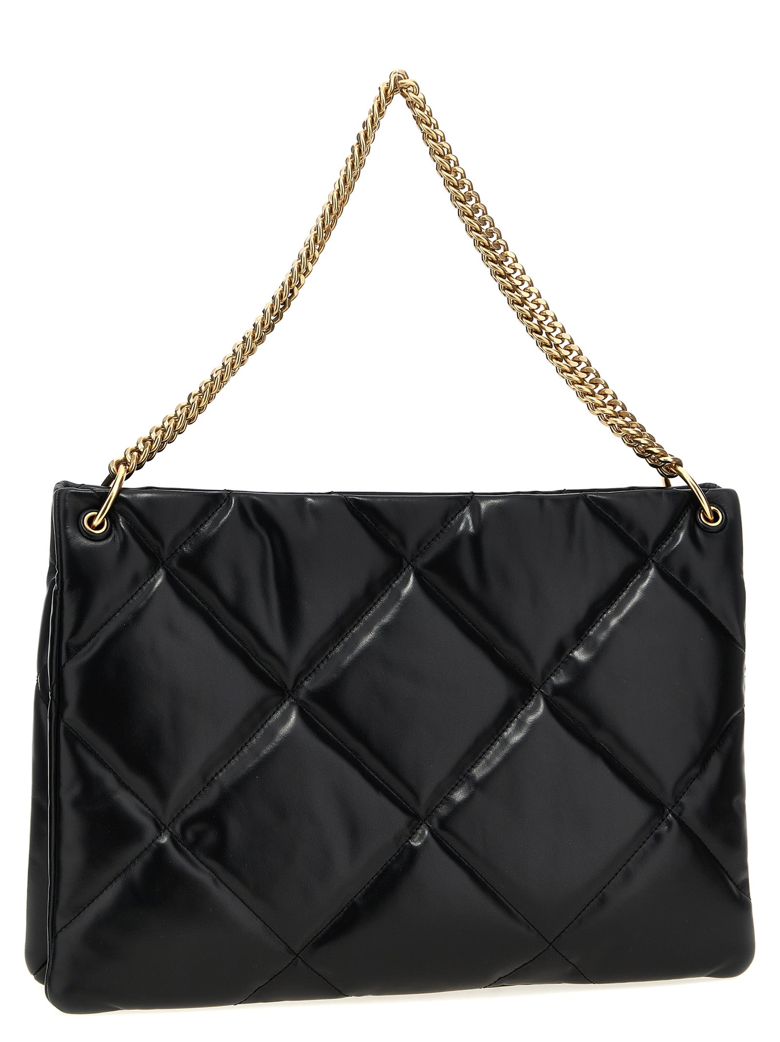 Kira Diamond Quilt Hobo shopping bag Black Cow Leather (bos Taurus) Tote