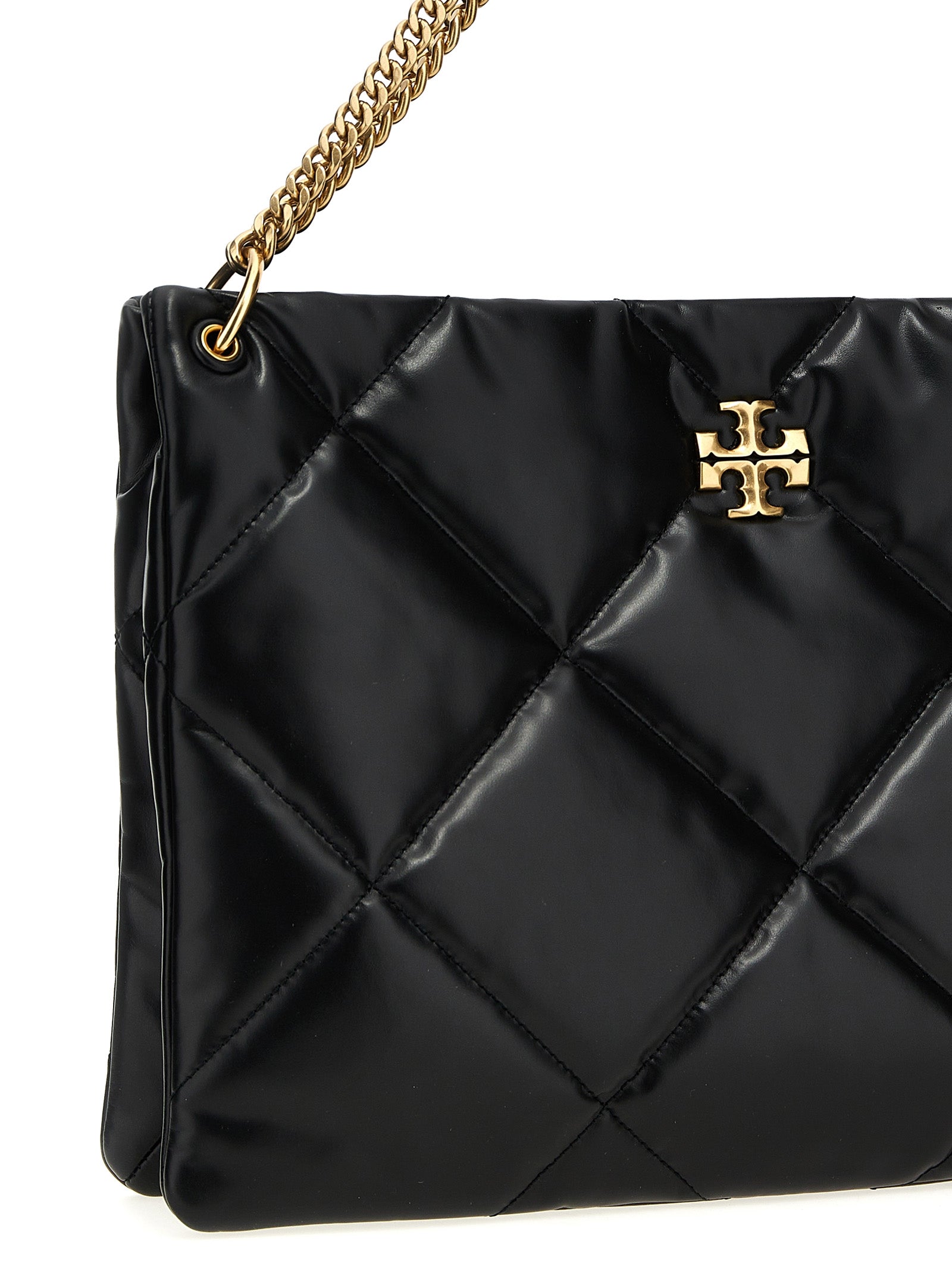 Kira Diamond Quilt Hobo shopping bag Black Cow Leather (bos Taurus) Tote