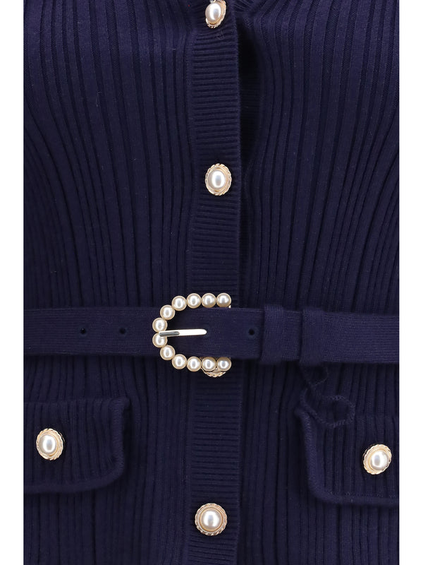 Ribbed Cardigan Navy Polyamide