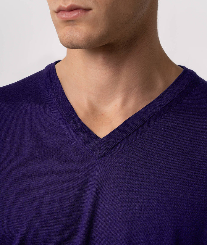 V-Neck Cashmere And Silk Sweater Alaska Purple V Neck