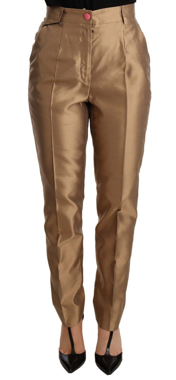Dolce & Gabbana 100% Silk trousers in gold