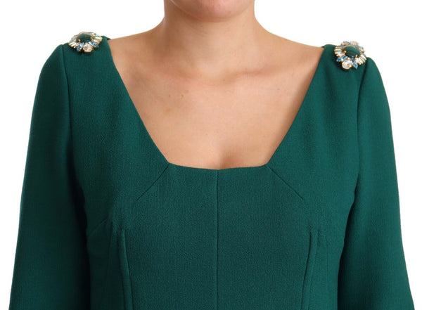 Dolce & Gabbana 97% Virgin Wool midi dress in green