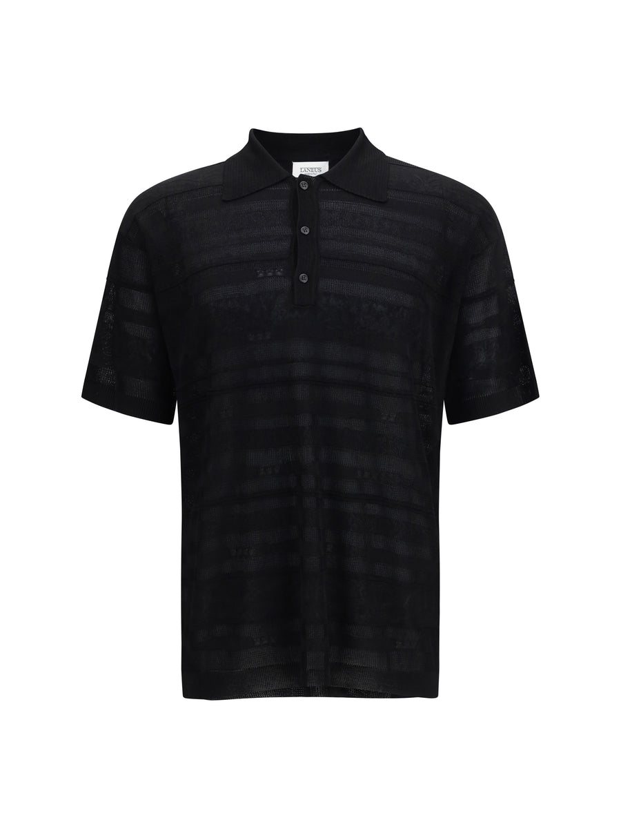 Laneus 100% Cotton polo in black