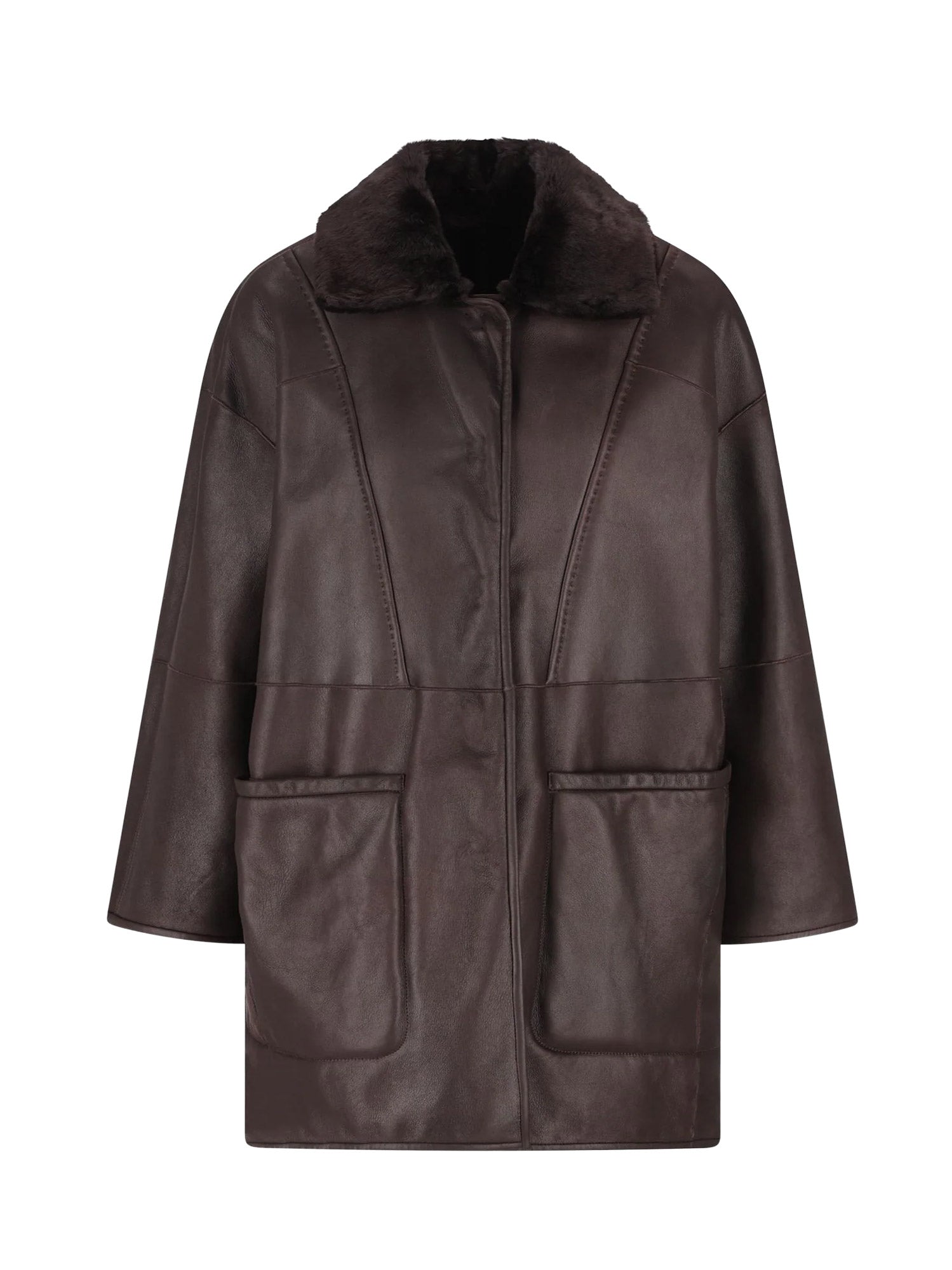 Max Mara Coats Brown Pelle Di Montone