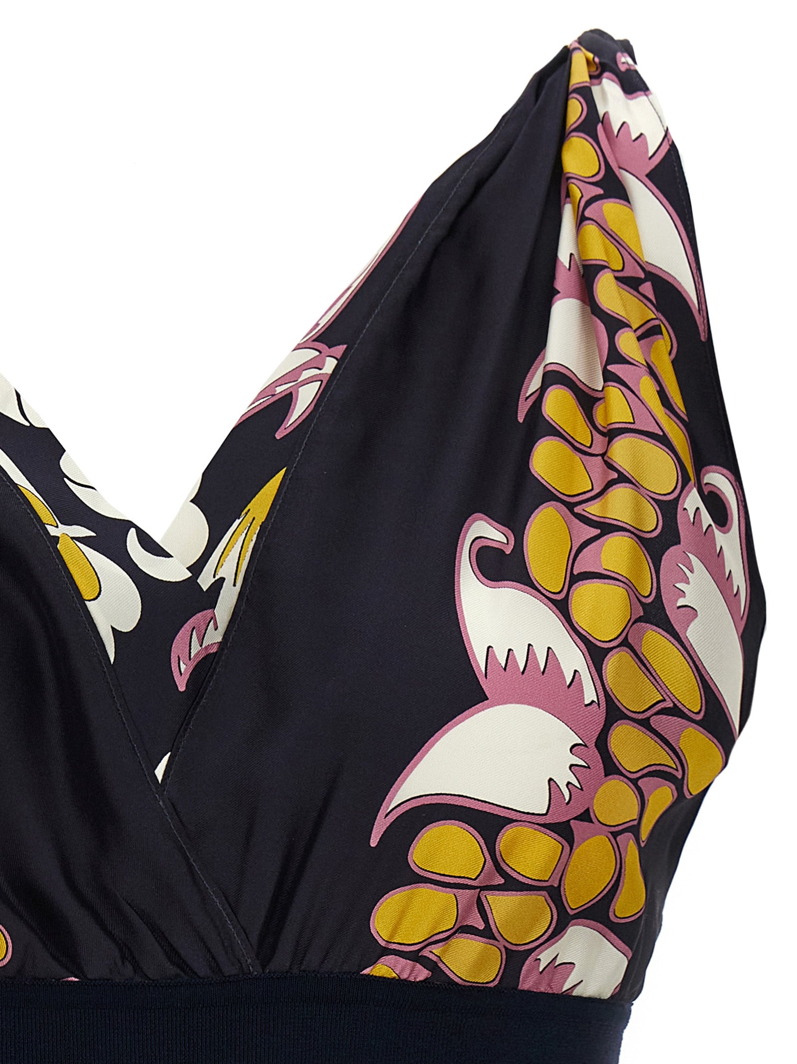 Printed Silk Top Black Tops