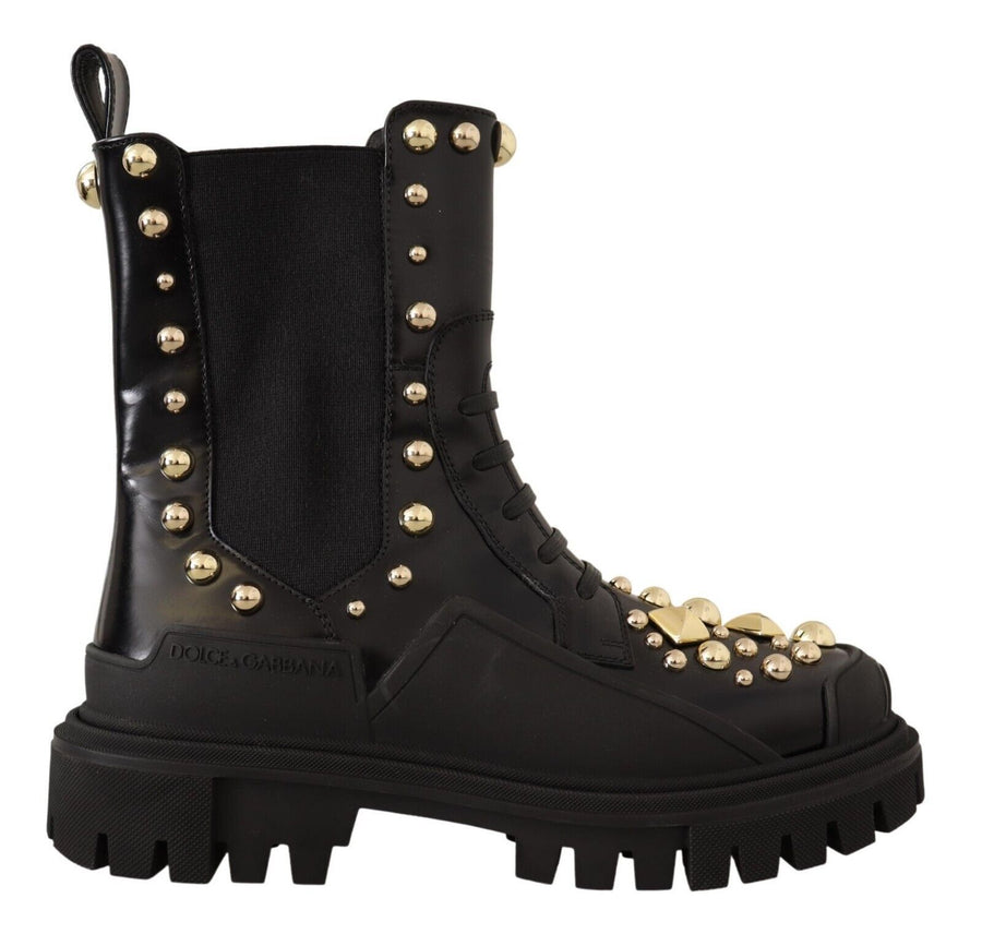 Dolce & Gabbana 100% Leather combat boot in black
