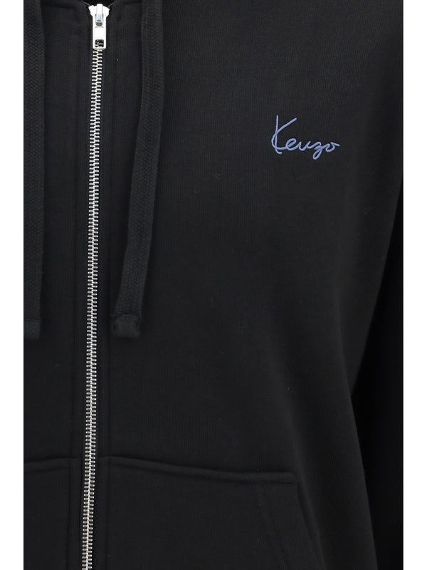 Hoodie Signature Cotton Zip Black Sweatshirts