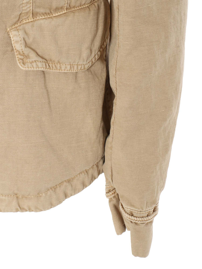 Brown Saharian jacket Cotton Linen Fabric 2 Coat