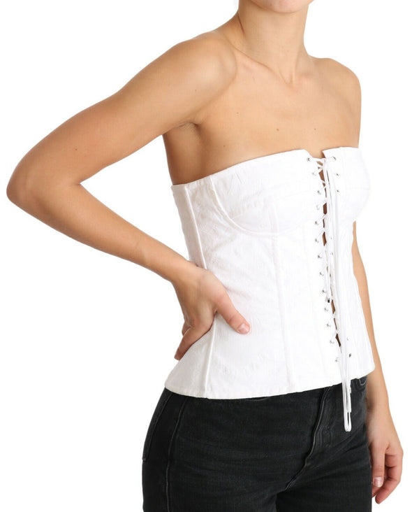Dolce & Gabbana 97% Cotton 3% Elastane (body); 94% Silk 6% Elastane (lining) bustier top in white