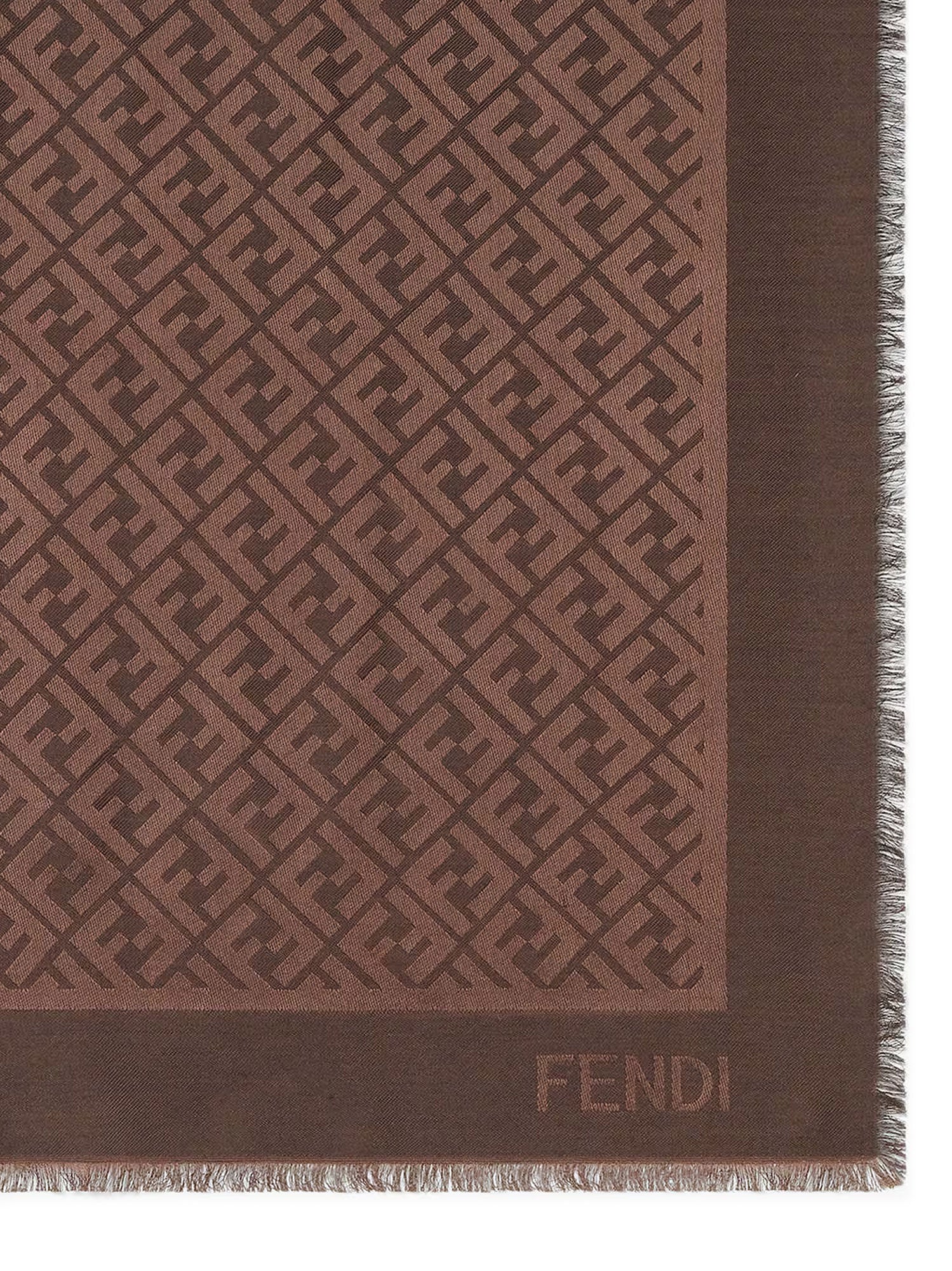 Fendi Scarfs Cioccolato Fondente Seta Organica Lana