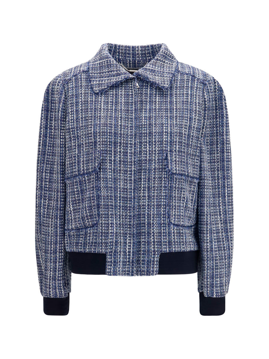 Tweed Jacket Blue Cotton