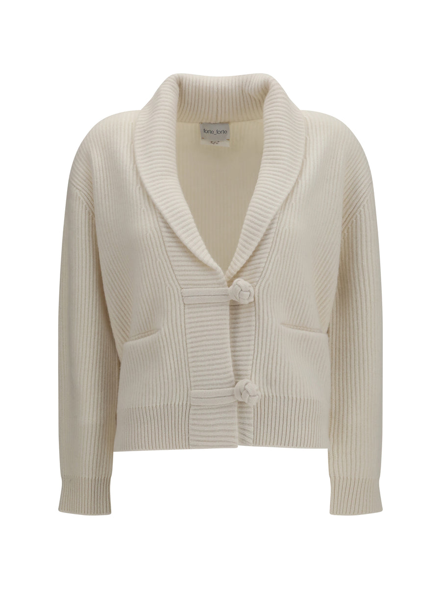 Wool And Cashmere English Rib Cardigan Pure