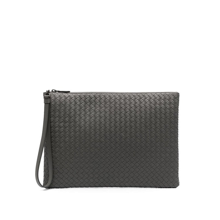 Intrecciato Document Case Brown Lamb Leather