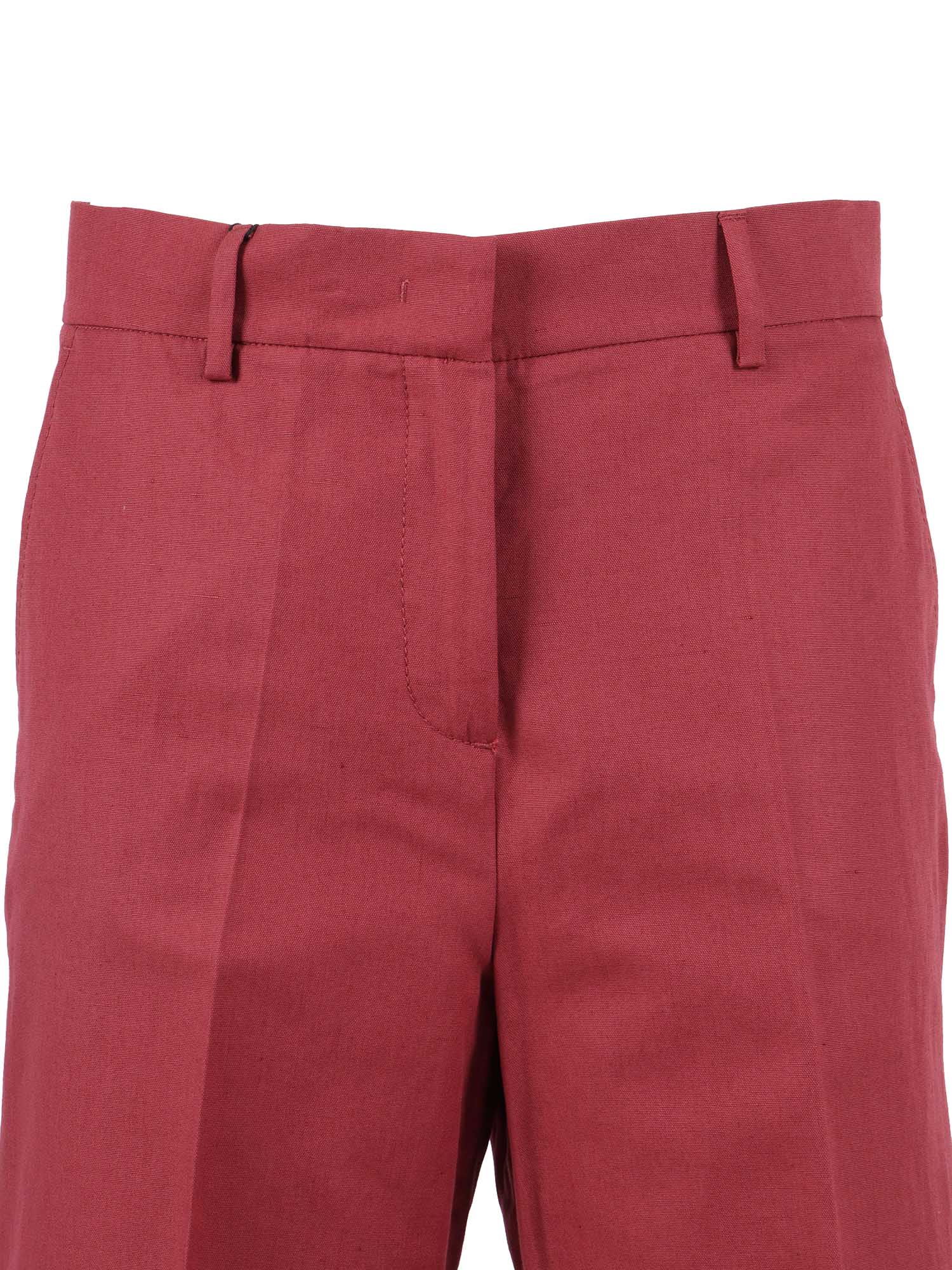 TROUSERS Red Cotton Linen Pant