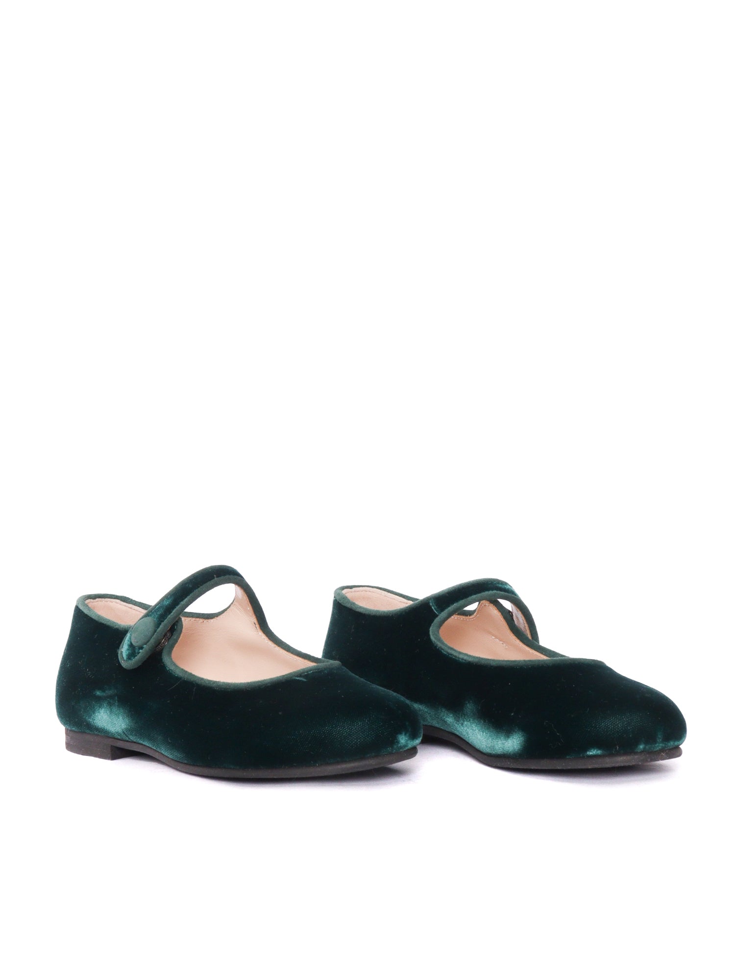 Fabric Mary Jane Ballerinas With Genuine Leather Detail Green Flat Shoes