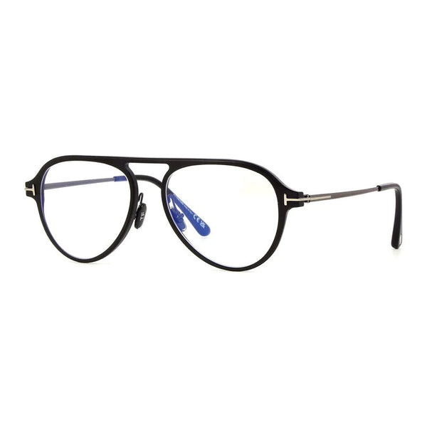 Tom Ford Eyeglasses Aviator Full Rim, Black Frame And Clear-Blue-Light Block Lenses Lens Ft5972-B005 Sunglasses