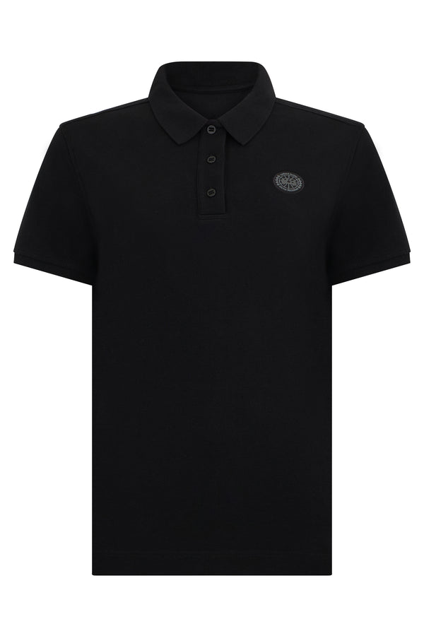 Polo Top Cotton Black Tops