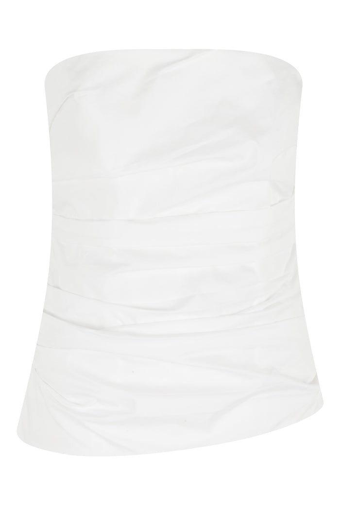 Emerson Ruched Bustier White Top