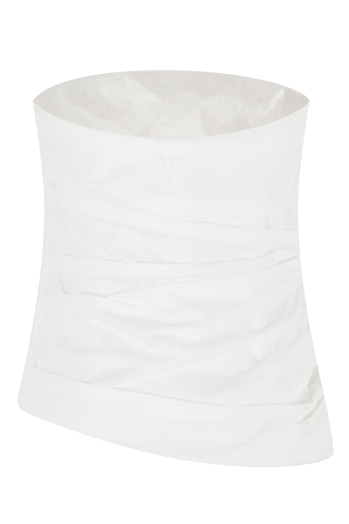 Emerson Ruched Bustier White Top