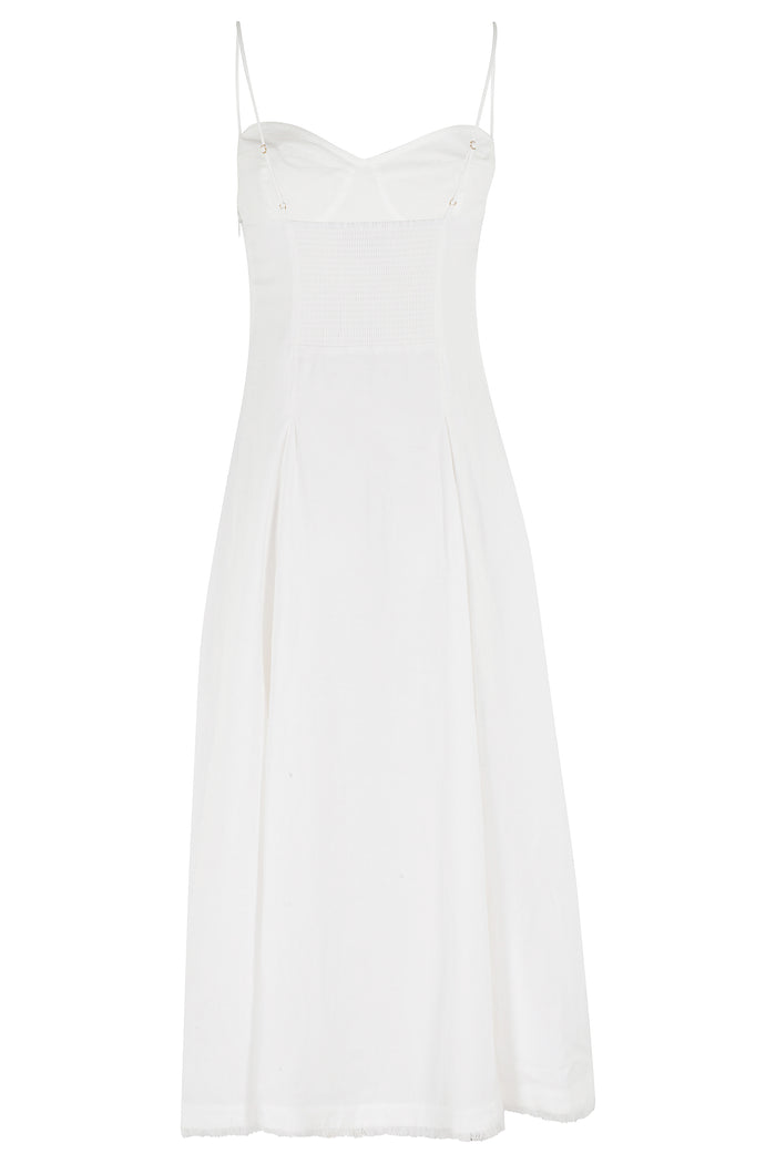 Analise Bustier Midi Dress White Linen Viscose Abito