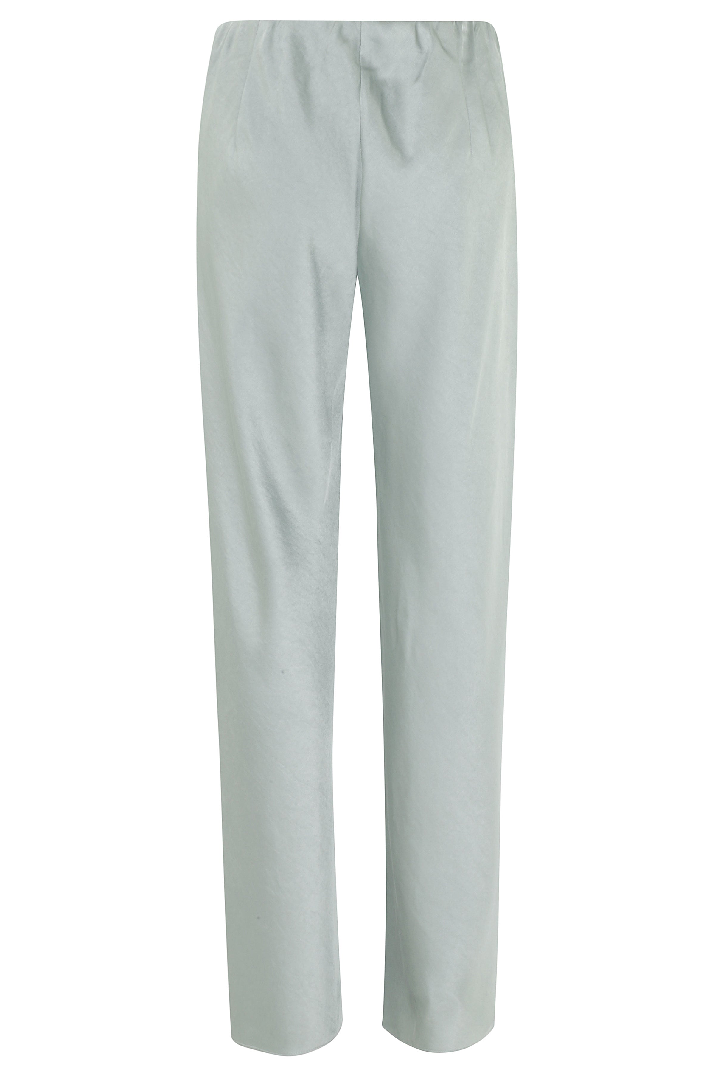 High Waist Fluid Satin Bias Pant Green Polyester Pantaloni