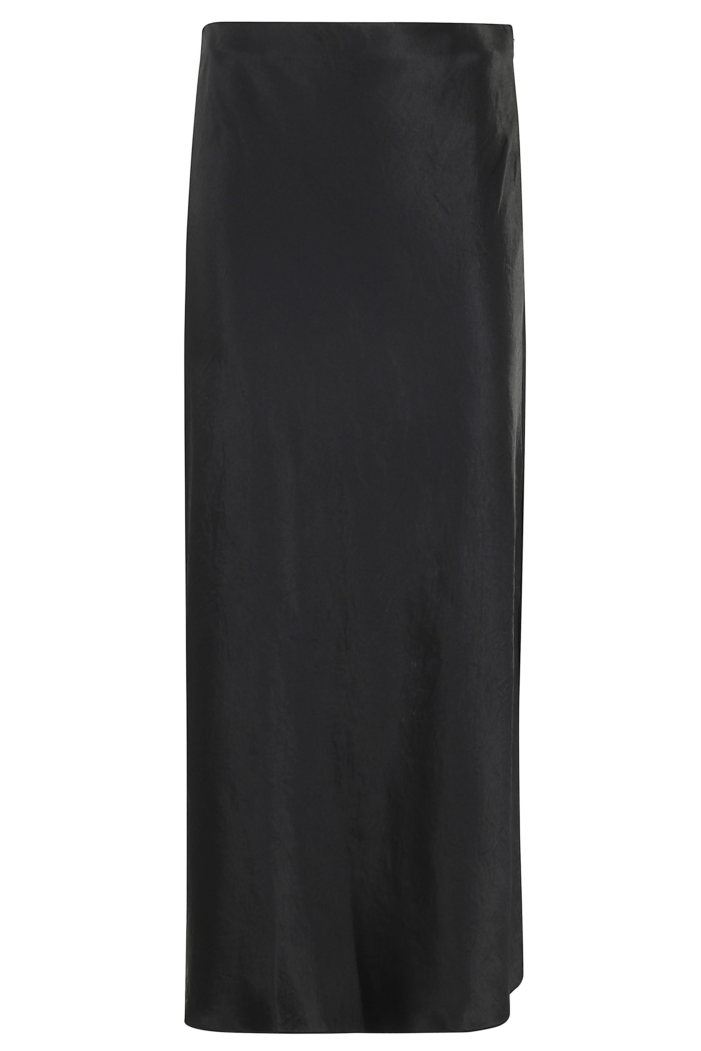 Side Slit Slip Skirt Black Acetato Gonna