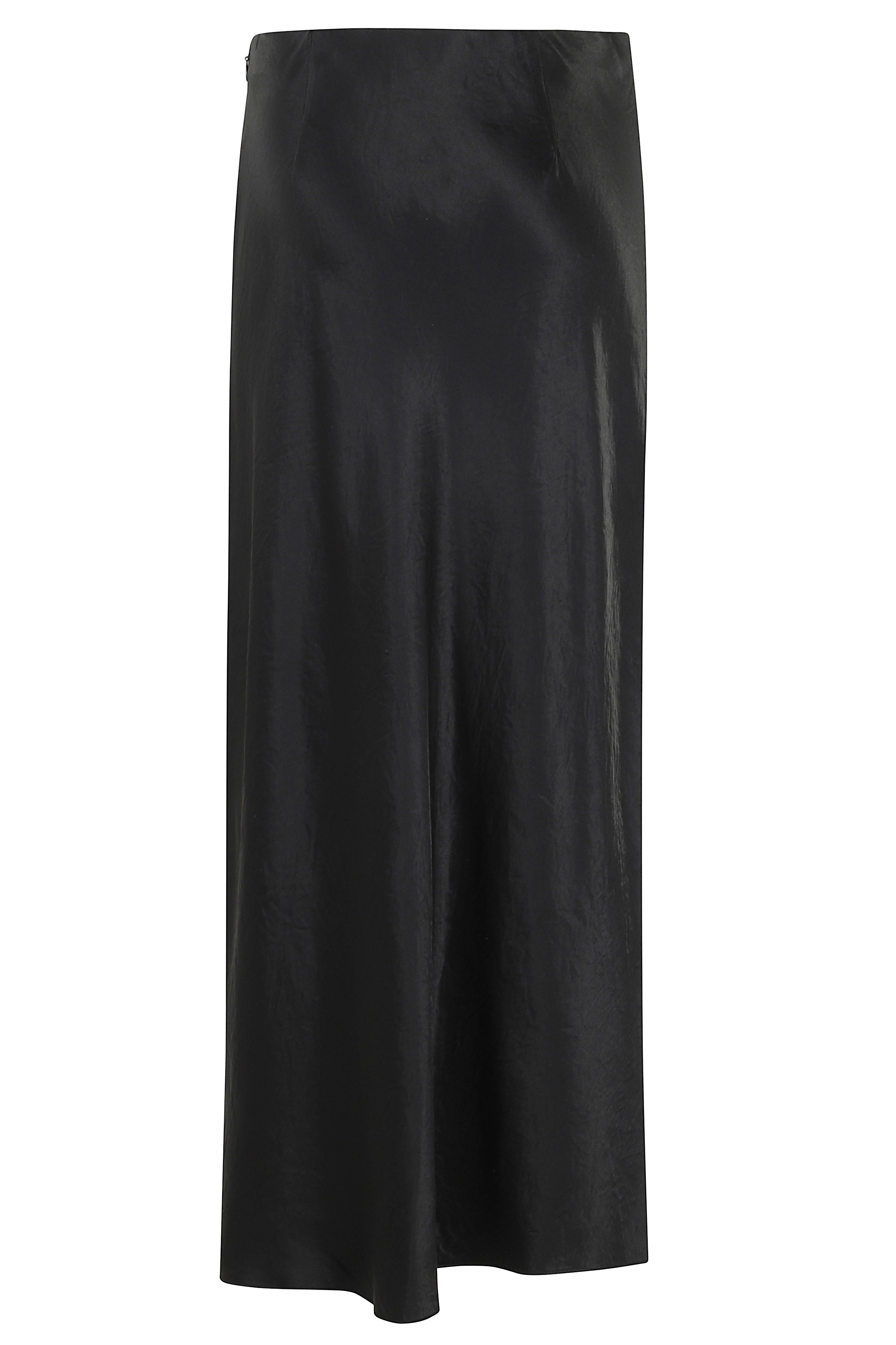 Side Slit Slip Skirt Black Acetato Gonna