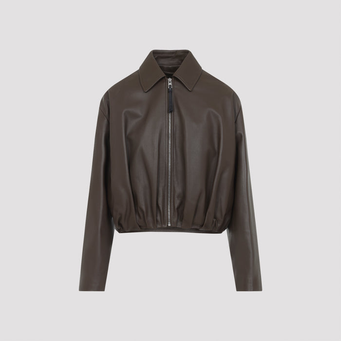 Draped Jacket Green Calf Skin