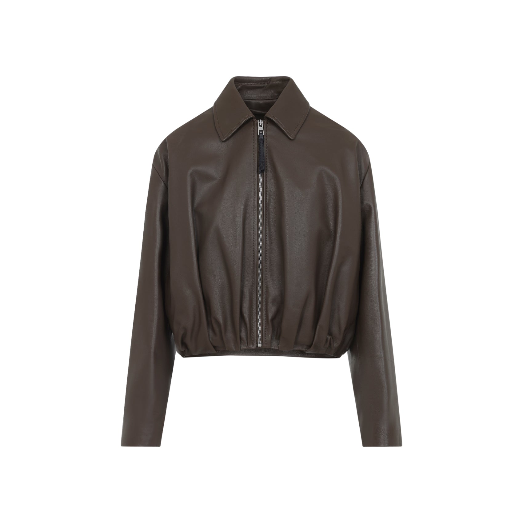 Draped Jacket Green Calf Skin